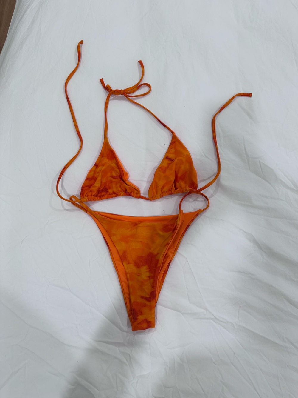Princess Polly Orange Tie-Dye Triangle Bikini Set